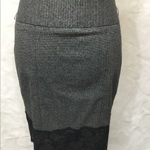 Maurices Grey Houndstooth Fitted Skirt w/Lace 5/6